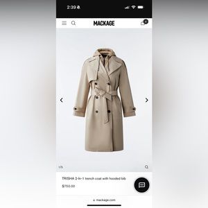 BRAND NEW Mackage Trish Trench